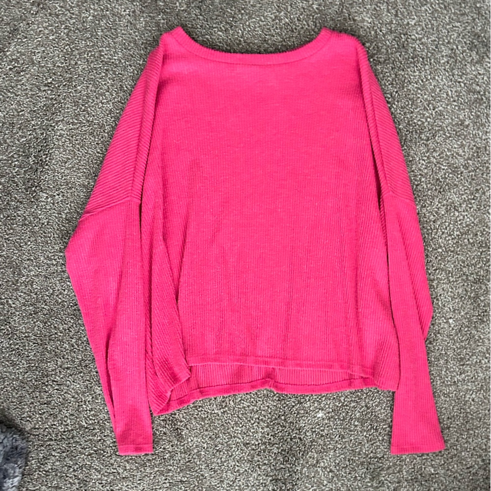 Zenana Outfitters Hot Pink Ribbed Sweater